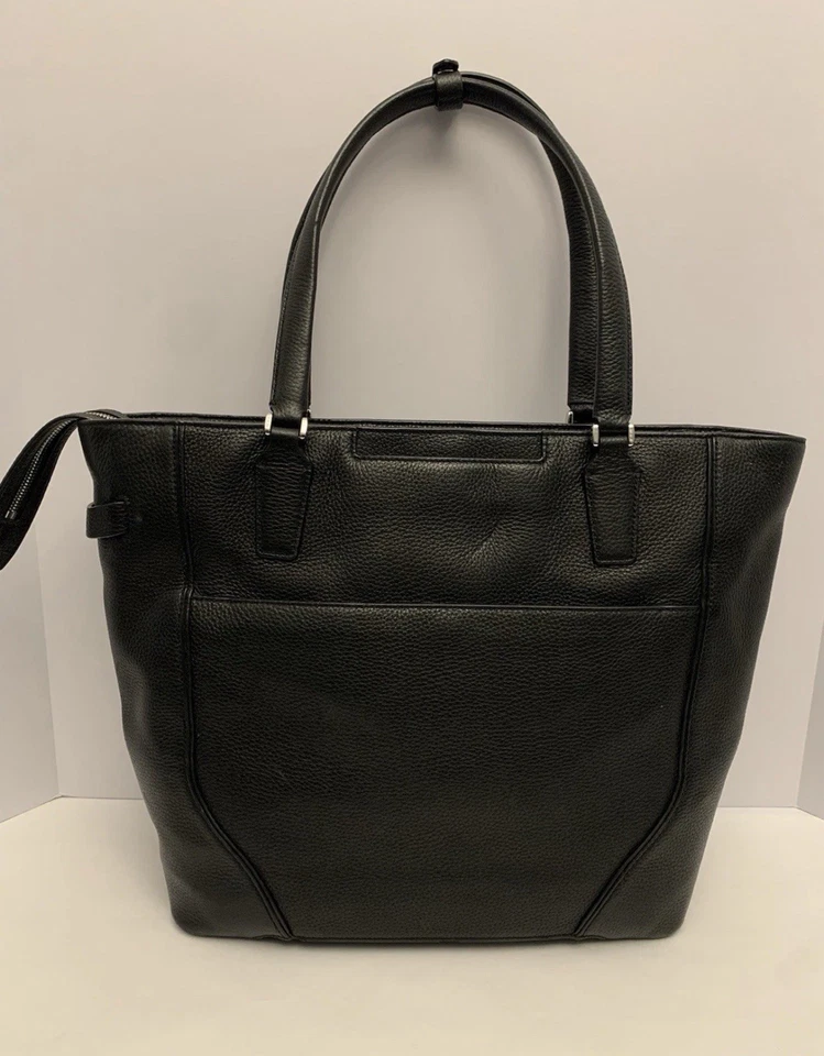 Tumi Stanton Nonie Tote Bag Black Leather Computer Briefcase Laptop Carry On EUC - Image 2 of 4