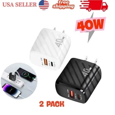 40W USB-C Fast Charger + 2 USB-C Cables – PD QC 3.0, for iPhone & Samsung