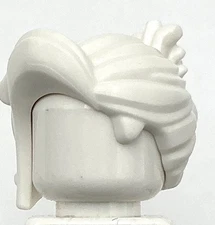 Lego New White Minifigure Hair Female w/ Clipped-up Ponytail Long Bangs Part