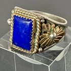Vintage Handmade Sterling Silver Ring Size 10 with Lapis Marked RS