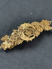 Vtg Kirks Folly Crescent Moon Grapevine Gold Tone Barrette France USA Hair Clip