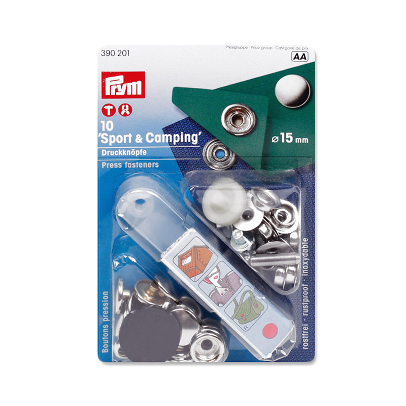 PRYM DRUCKKNÖPFE | SPORT & CAMPING 15MM SILBER - Metaalwaren