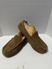 Fireside by Dearfoams Mens Suede Slippers indoor/outdoor Moccasins Fur Sz 12