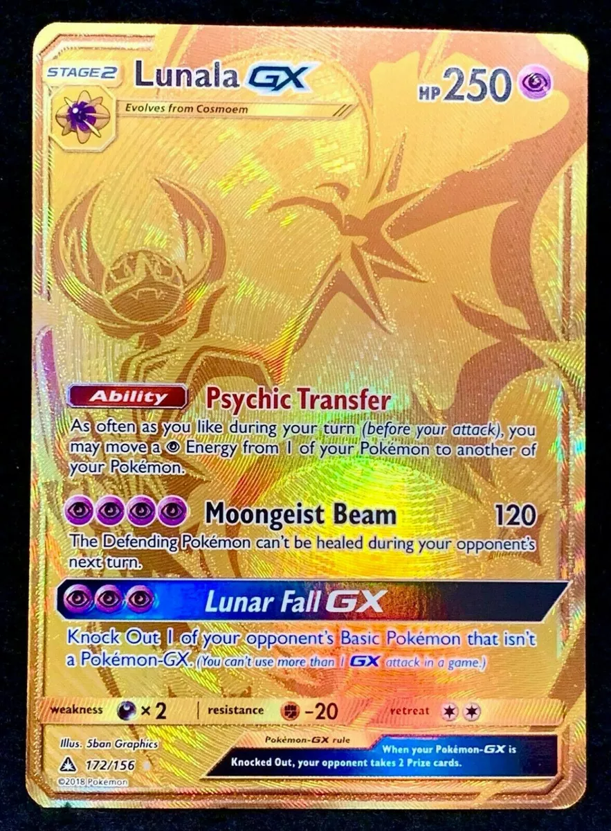 Pokemon LUNALA GX Ultra Prism GOLD SECRET RARE PSA 10