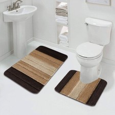 Image of Non Slip Bath Mat Extra Large Bathroom Rug Water Absorbent Toilet Pedestal Mats