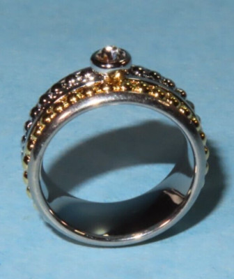 CIAO Stackable Look Gold & Silver Tone Rhinestone Ring Size 6 ~ New