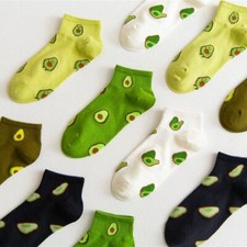 Cartoon Avocado Short Sock - Embroidery Breathable Sock Women Footwear Accessory