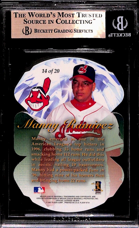 1997 Fleer Flair Showcase Diamond Cuts #14 Manny Ramirez BGS 9.5 Gem Mint POP 14 - Image 2 of 3