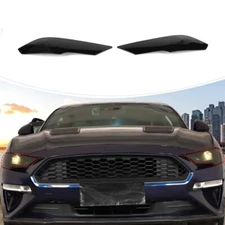 Blackened Sides Front Headlight Lamp Cover Guard Trim For Ford Mustang 2018+ ABS