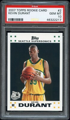 2007-08 Topps #2 Kevin Durant Seattle Supersonics RC Rookie PSA 10 