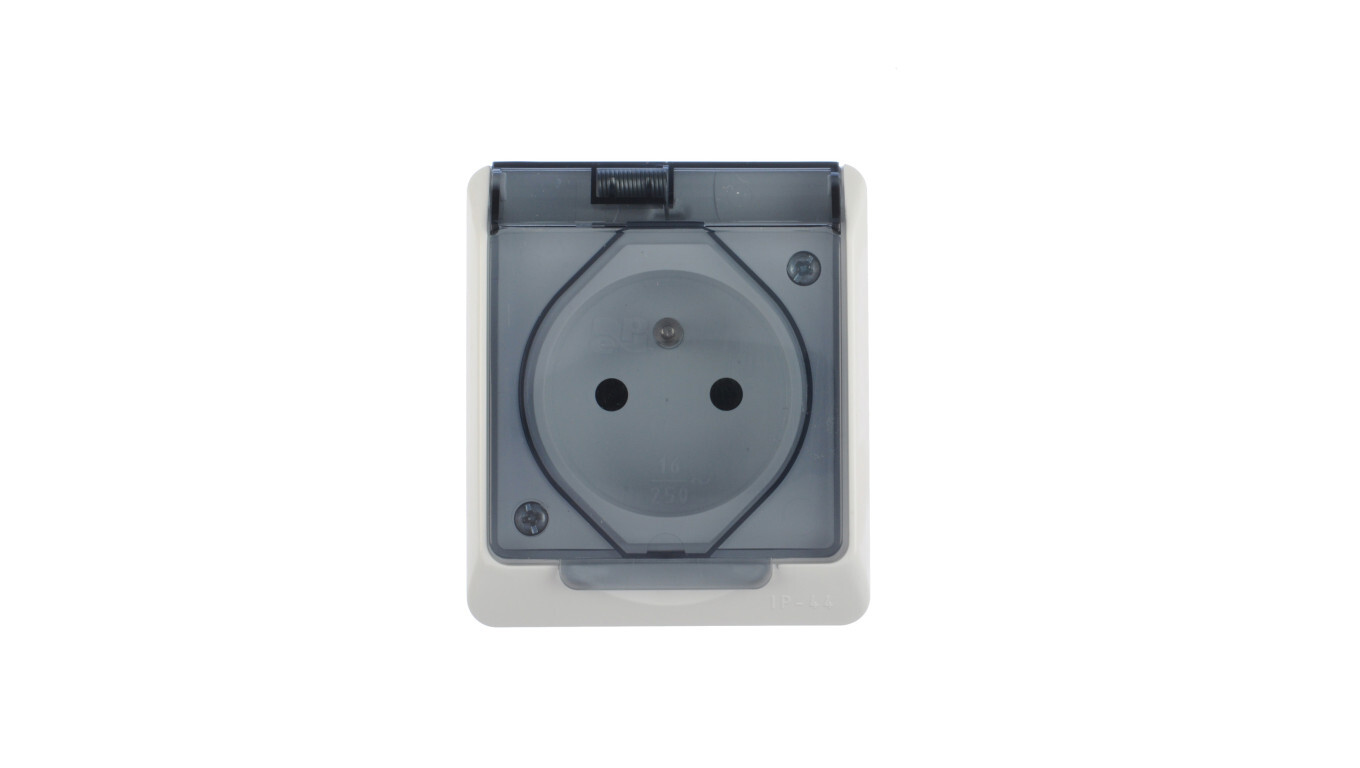 Hermes Hermetic single surface-mounted socket with grounding 16A IP44 wit /T2UK
