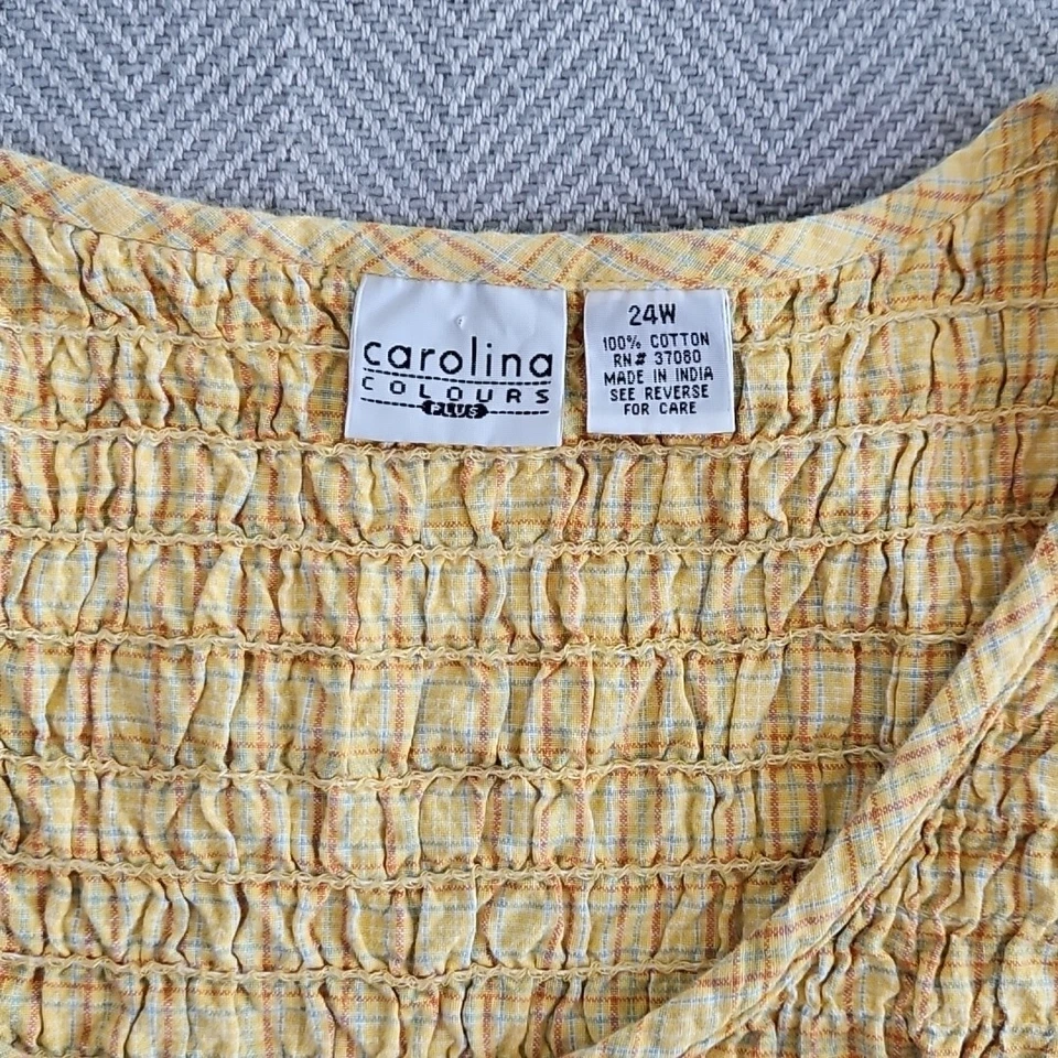 Top Campesino Carolina Colours Plus Talla 24W Amarillo Ajuste y Acampanado Rouching Y2K Foto 3 de 4