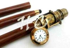 Telescope Antique Spy brass Watch Hidden Wooden Walking Cane Stick Walking Cane