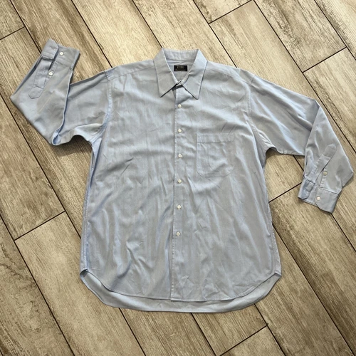 Vintage Gitman Bros Shirt Men’s Herringbone Blue Button Up Long Sleeve USA