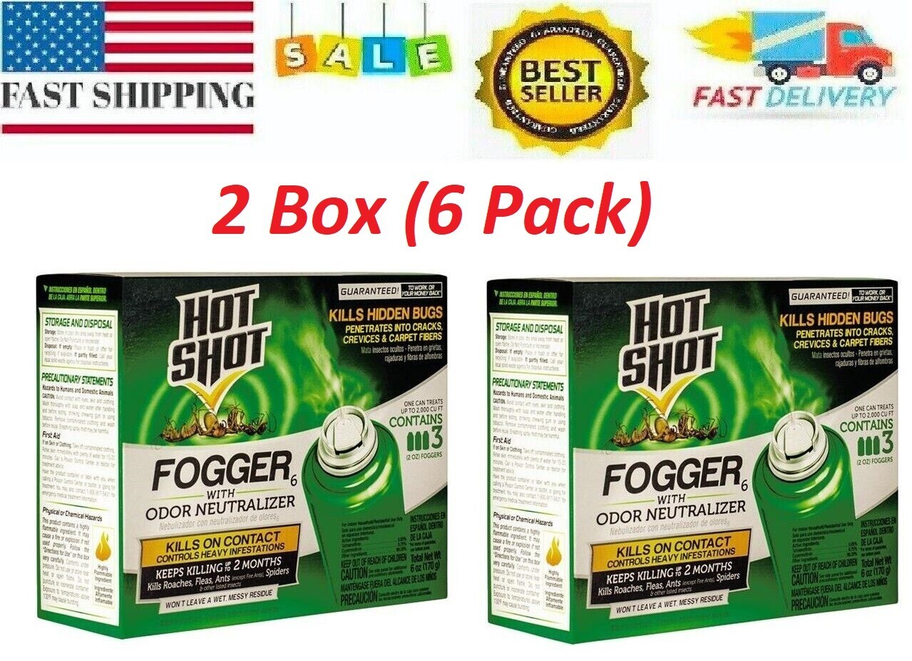 6 PACK Bed Bug Killer Hot Shot Indoor Fogger With Odor Neutralizer