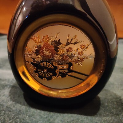 VINTAGE THE ART OF CHOKIN VASE WITH FLOWER CART 24 KT. GOLD