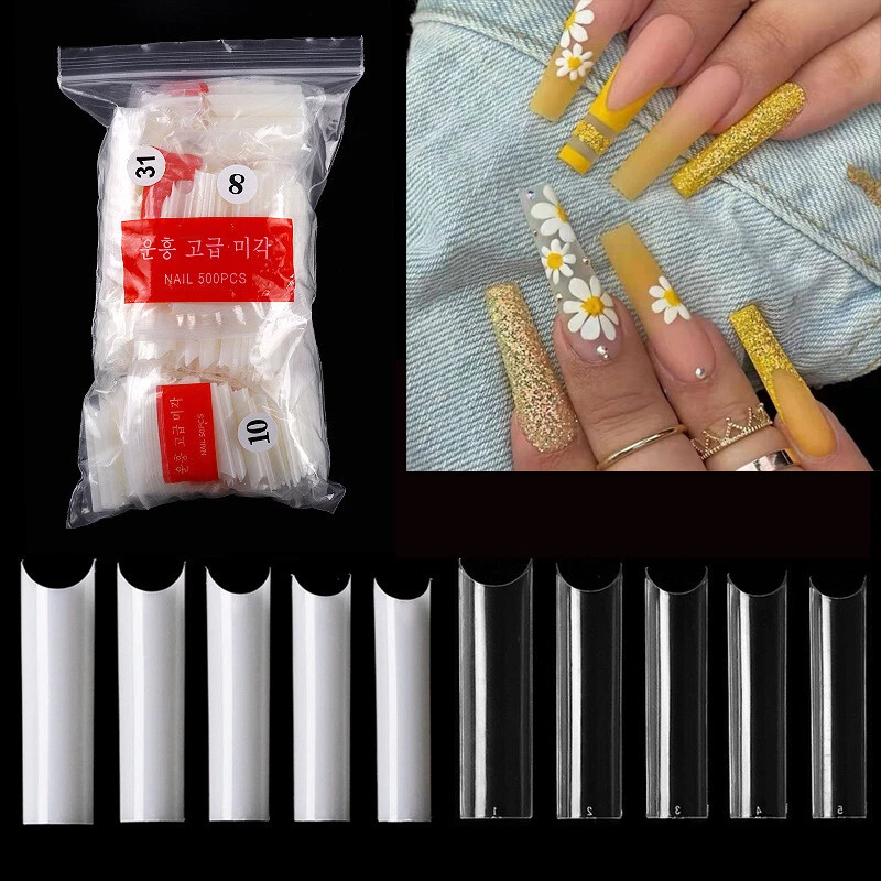 500pcs XXL Coffin No C Curve False Nail Tips Straight Square Fake Acrylic Nail - Image 2 of 4