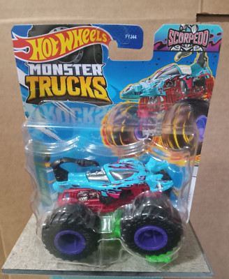 HOT WHEELS. 1:64. MONSTER TRUCKS.. SCORPEDO.. BLUE AND RED.