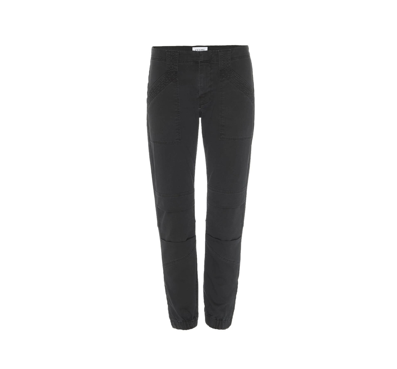 Frame Banded Bottom Trapunto Moto Pants Joggers Womens 26 Washed Black Cuffed