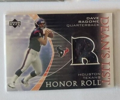 DAVE RAGONE  JERSEY CARD # DL-DR 2003 UPPER DECK DEAN'S LIST   FOOTBALL CARD 