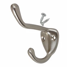 GlideRite Large Robe/Coat/Hat Double Wall Hook Satin Nickel - 7014-SN-1