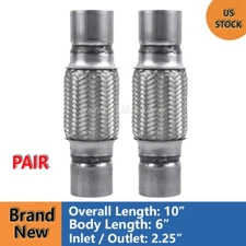 Pair For 2.25" x6" x 10" Flex Pipe Exhaust Coupling Quality Stainless Heavy Duty