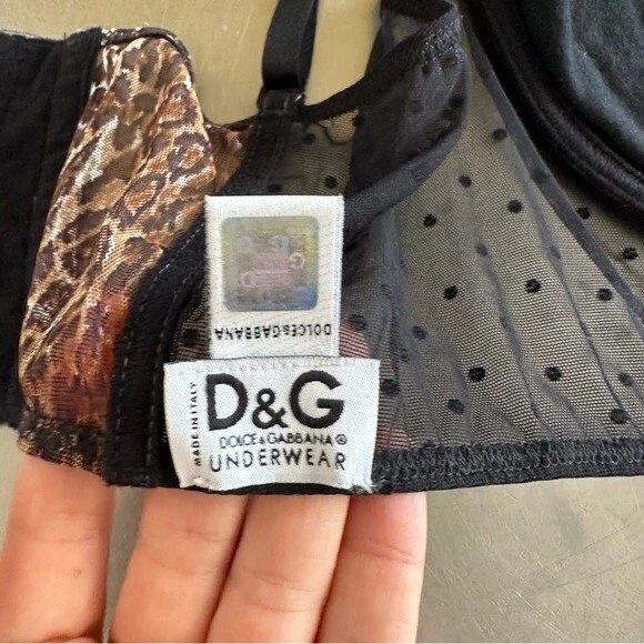 Corsé Bustier Dolce & Gabbana Años 90 Negro Estampado Animal Malla Con Cordones 38D Mediano L Foto 4 de 4