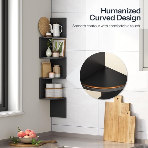Corner Shelf Set of 2 Floating Corner Shelves Wall-Mounted Corner Bookshelves - Picture 26 of 28