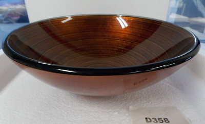 Reddish Orange and Gold R Glass Vessel Sink (D358)
