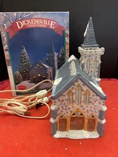 1993 Noma Dickensville Porcelain Lighted Christmas Church House Lamp