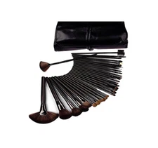 32 Pcs Black Rod Makeup Brush Cosmetic Set Kit with Case