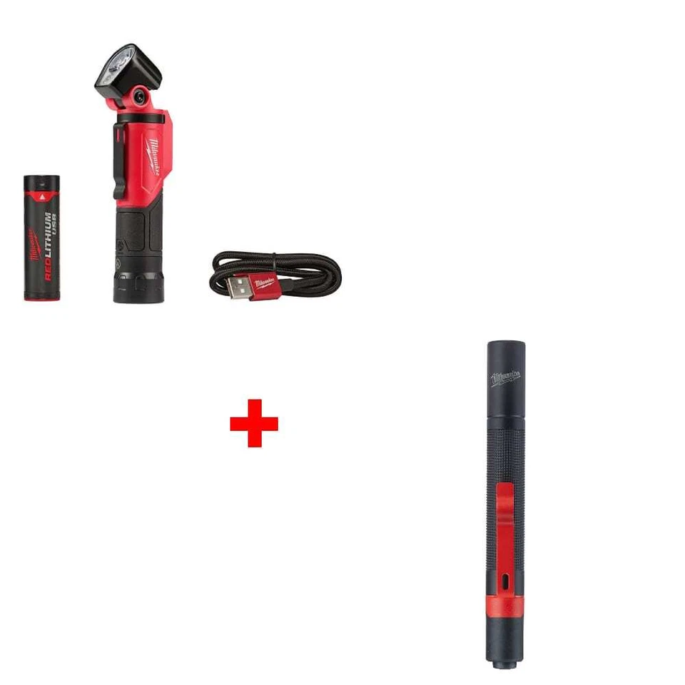 Milwaukee 2113-21 USB Pivoting Flashlight w/ FREE 2105 Al 100-Lumen Pen Light