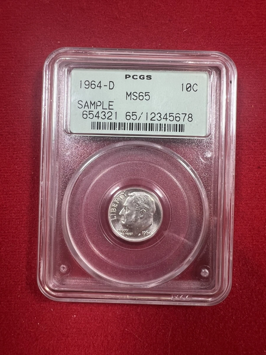 PCGS Certified MS 64 Graded 1964 Roosevelt Dimes (1946-Now) for
