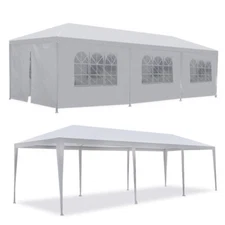 10'x30' Outdoor Gazebo Canopy Wedding Party Tent 8 Removable Walls White