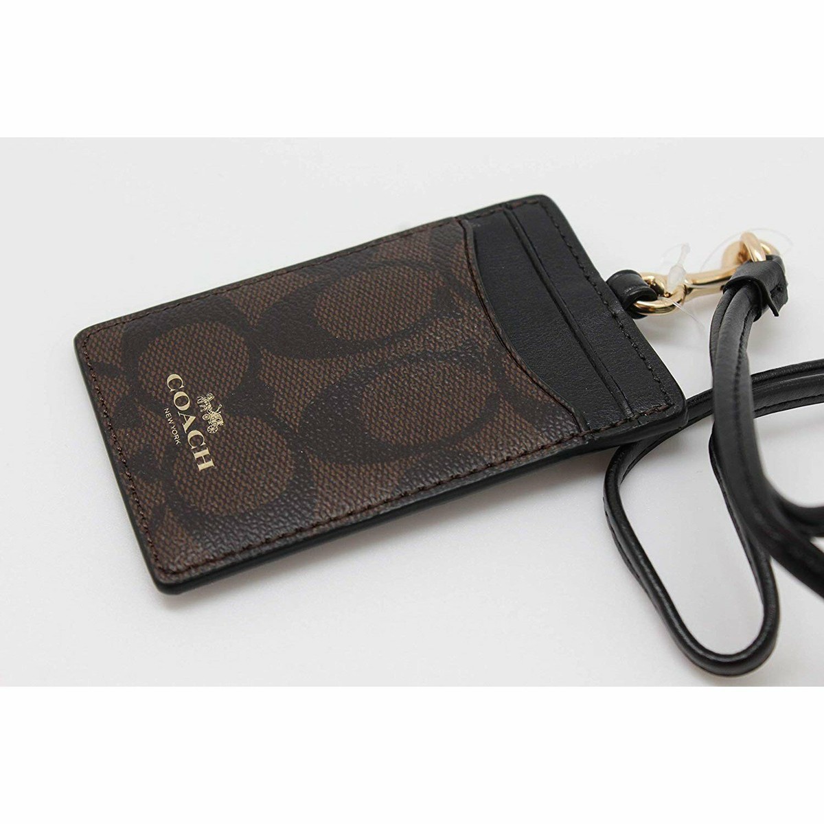 Buy Coach Signature C PVC Canvas Leather Brown Black Lanyard