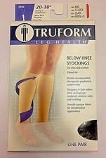 Truform 20-30 mmHg Below Knee Soft Top Compression Stockings Closed Toe Black