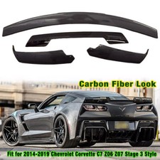 Carbon Fiber Look Rear Trunk Lip Wing Spoiler For 14-19 Corvette C7 Z06 Stage 3