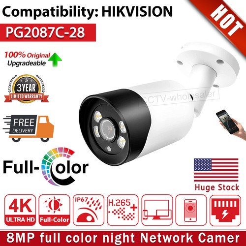 Buy Hikvision Compatible 8MP 4K ColorVu Night Full Color PoE MIC Bullet