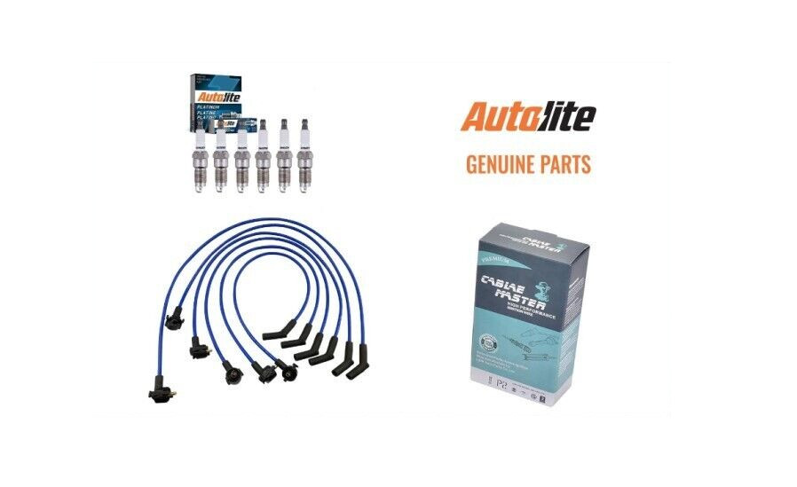 Autolite Platinum Spark Plugs AP5144 Cable Master 8.2MM Ignition Wires Ford 4.2L