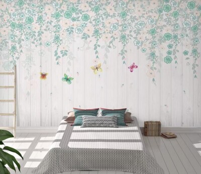 3D Green Branch ZHUA40982 Wallpaper Wall Murals Removable Self-adhesive Ann