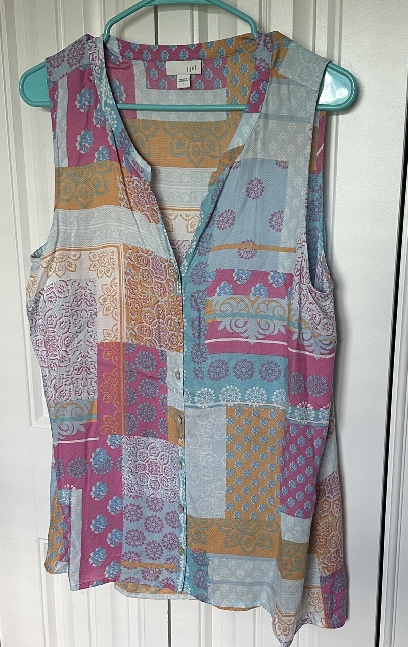 J. Jill patchwork sleeveless button down collarle… - image 1