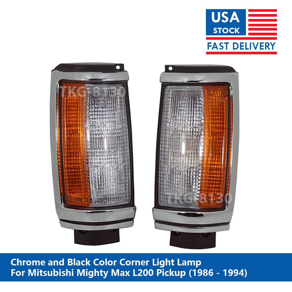 Pair Front Corner Light Chrome / Black Lamp For Mitsubishi