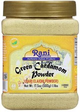 Rani Green Cardamom Pods Powder, Ground with Green Husks (Hari Elachi) 17.5oz