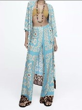 Zara Co-ord Wide Leg Pants Belted Pants Beads Pearl Trousers Size M