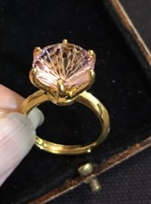 Vintage Style Pink Gemstone Ring 18K Gold Plated