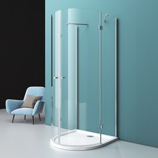 Aica Sanitär U-FORM Duschkabine 90x90cm – Drehfalttür, 6mm Nano-Glas, Verchromter Rahmen, Bodeneben Montierbar