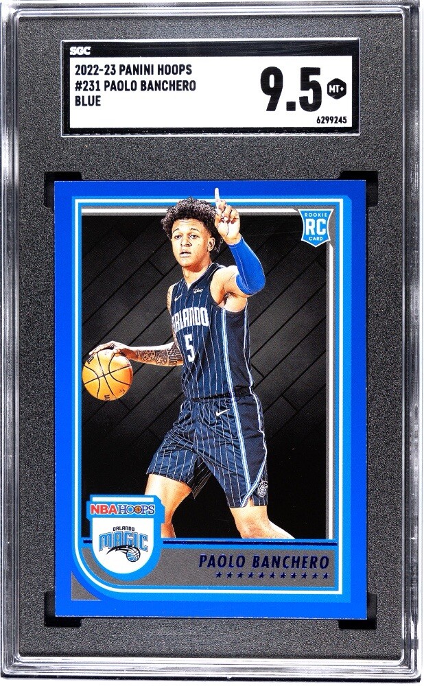 2022 - 23 Panini Hoops #231 Paolo Banchero Blue Parallel Rookie Card RC SGC 9.5