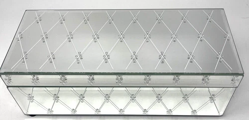 BELLA LUX MIRRORED BOX WITH RHINESTONES FOR JEWELRY KEEPSAKES ETC