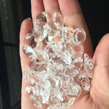 100Pcs 14MM 2 HOLE CLEAR OCTAGON CRYSTAL GLASS BEADS CHANDELIER CHAIN DIY PART