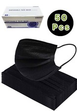 50 PCS BLACK/BLUE Face Mask Mouth & Nose Protector Respirator Masks US Seller